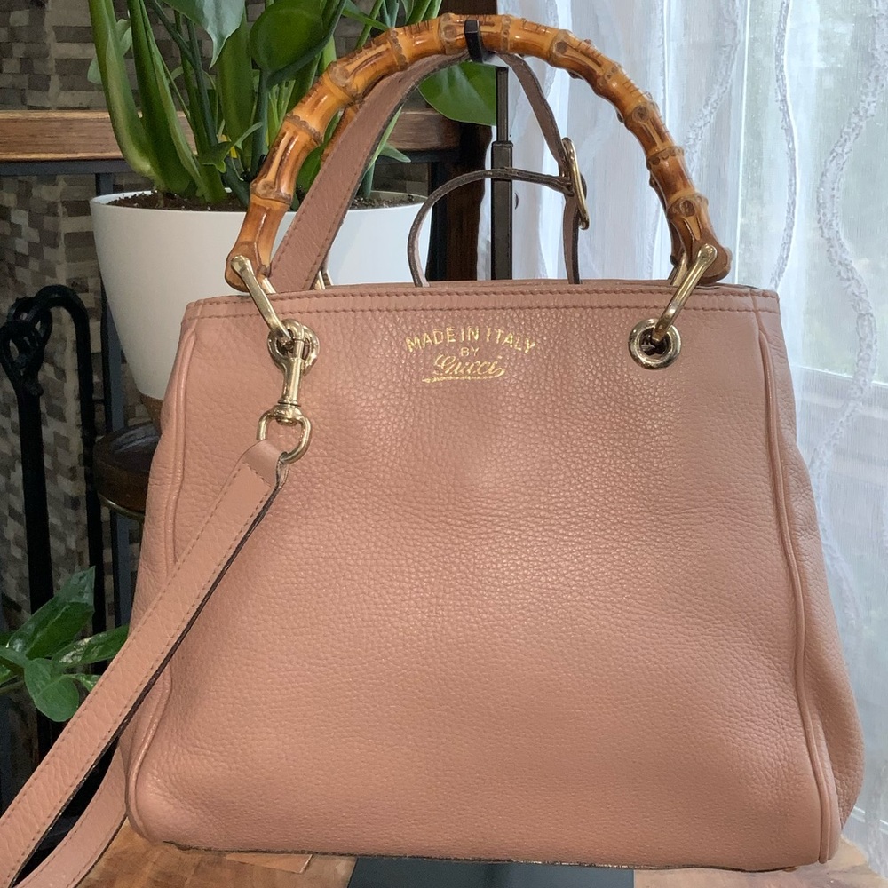 Gucci Pink Brown Bamboo Handle Satchel - Picture 2 of 14